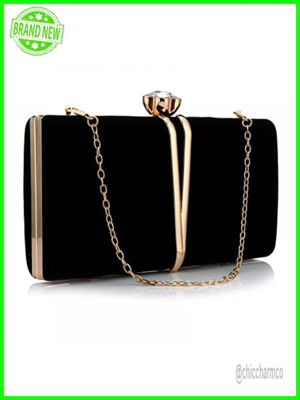 Velvet Evening Clutch with Detachable Chain Crossbody Party Purse